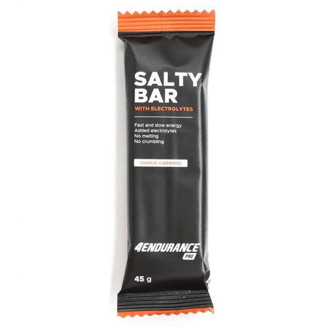 Barre énergétique Salty Bar 4Endurance Pro pour athlètes d’endurance, combinant énergie rapide et lente afin de soutenir un effort intense et maintenir un niveau d’énergie élevé pendant l’entraînement.
